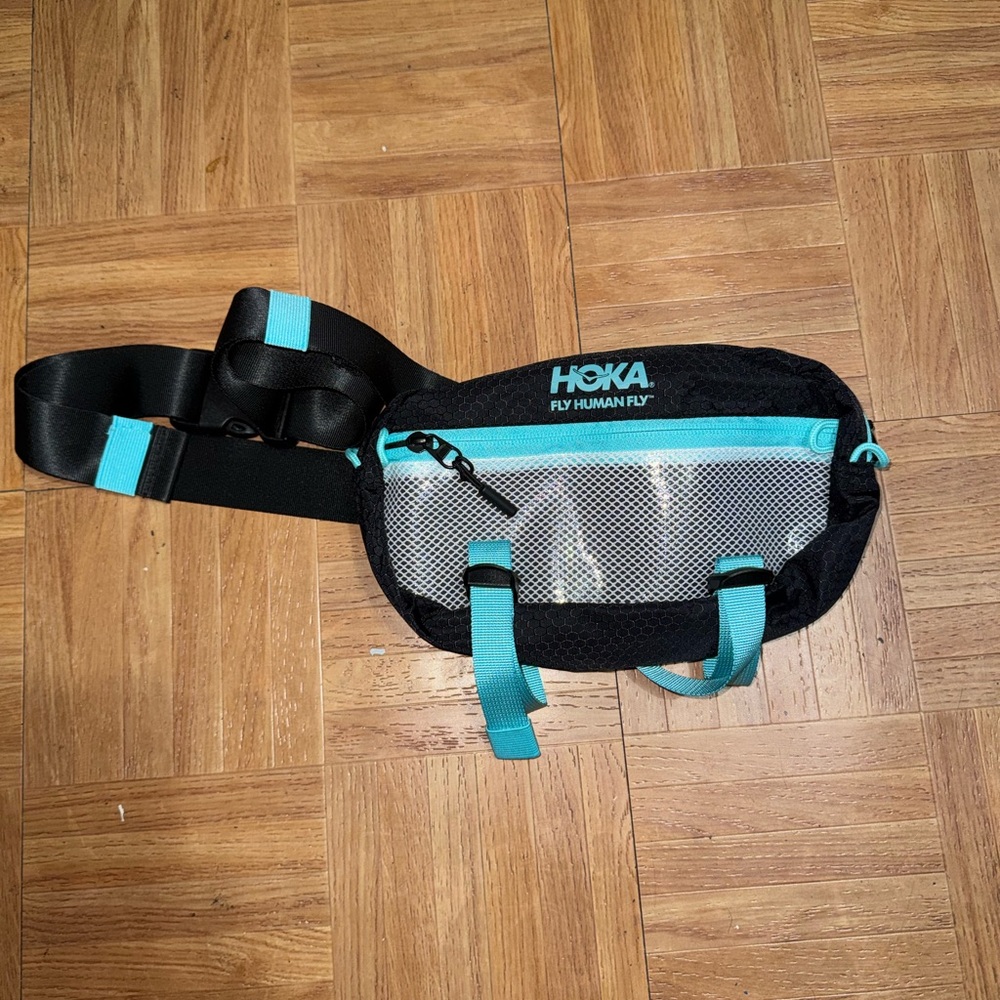 Hoka Black and Teal Running Waist Pack
